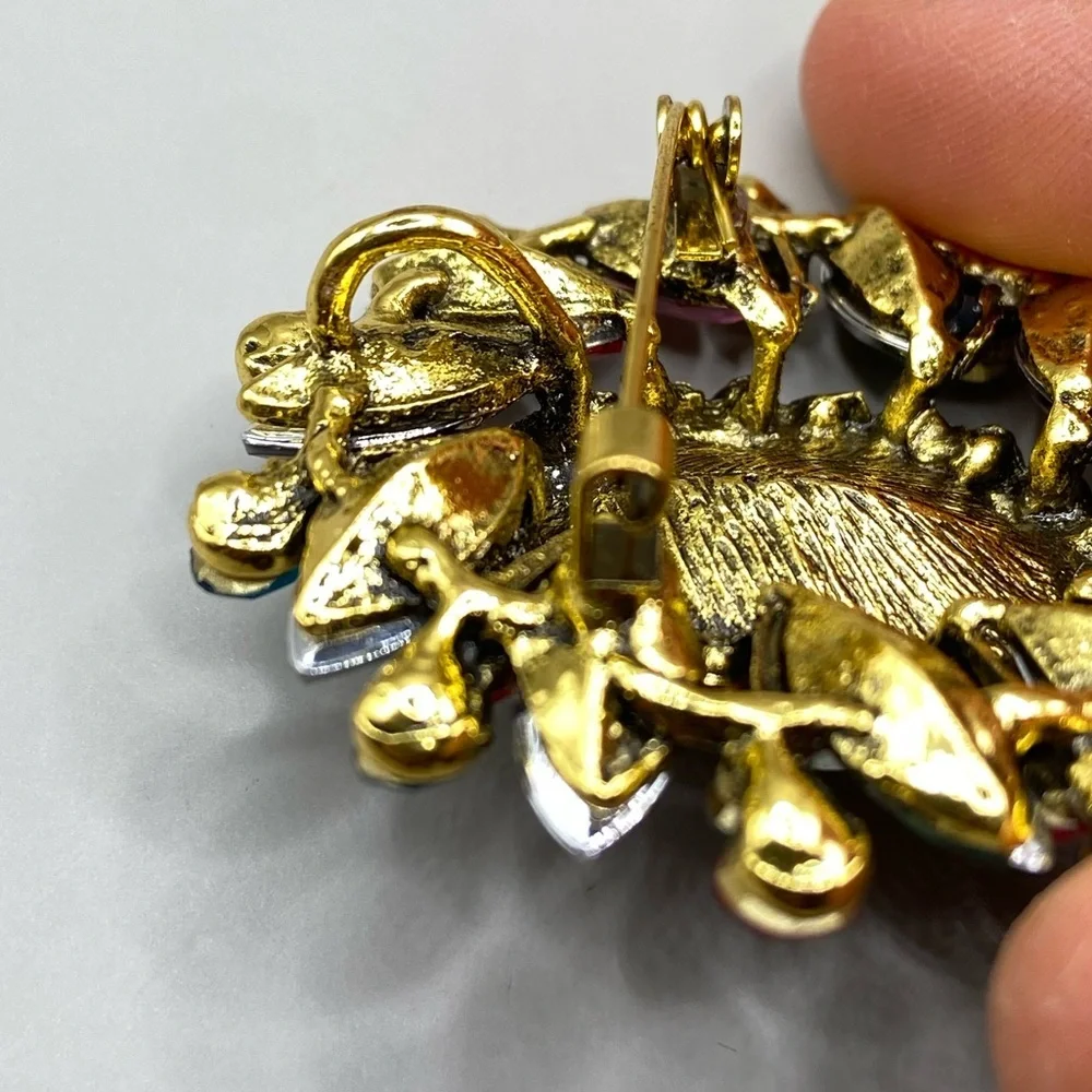 Colorful Vintage Rhinestone Statement Brooch